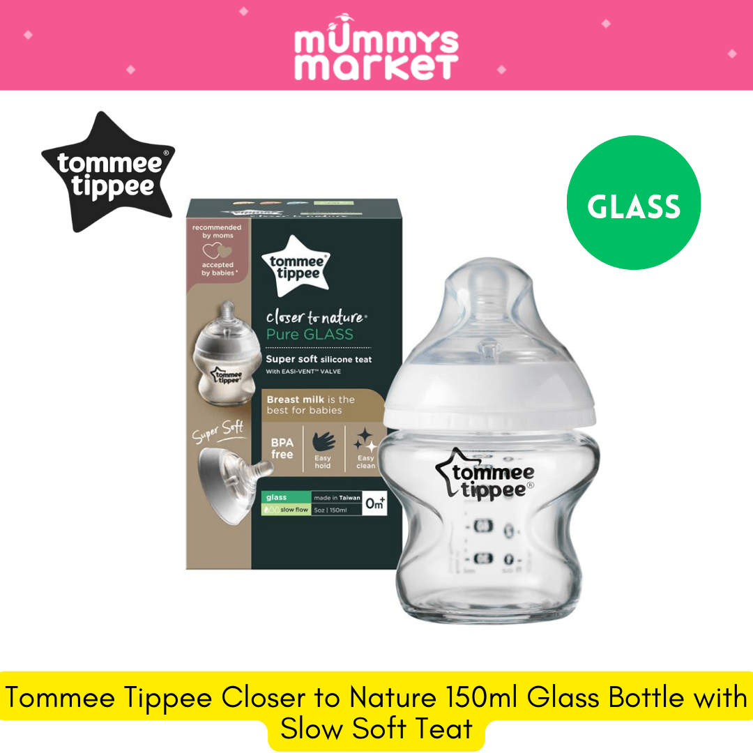 Tommee Tippee Closer to Nature Glass Bottle with Slow Soft Teat